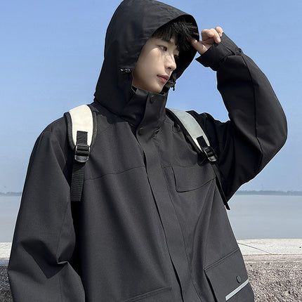 plus size Men's Windproof Waterproof Jacket Spring and Autumn Plus-sized All-match Jacket Korean-style Loose Casual Jacket