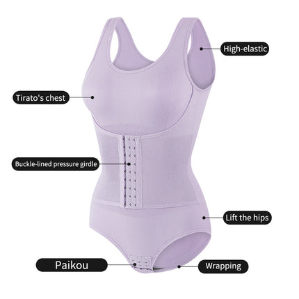 European and American Style Enhanced Buttoned Shapewear Bodysuit for Women, Body Shaping, Tight-Fitting, Hip-Lifting, Back-Beautifying Corset, Waist-Cinching, Tummy Control Shapewear