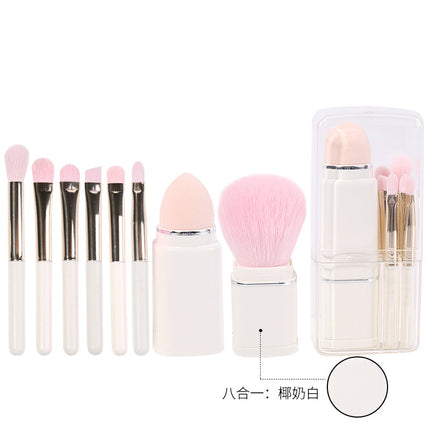 New Eight-In-One Mini Makeup Brush Set Portable Retractable Boxed Eye Shadow Brush Loose Powder Brush Concealer Brush