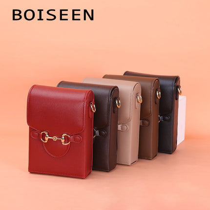Boiseen new mobile phone bag women's European and American solid color horse buckle large capacity shoulder diagonal women's bag wallet wholesale