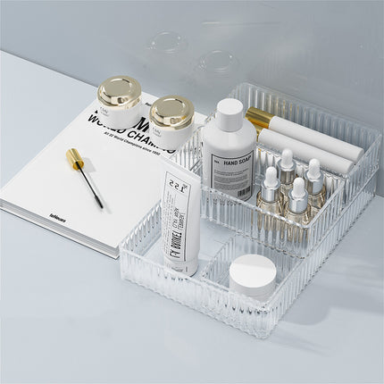 Transparent Wavy Drawer Storage Box Can Be Stacked with Storage Racks Desktop Cosmetics Storage Basket Sundry Partition Box