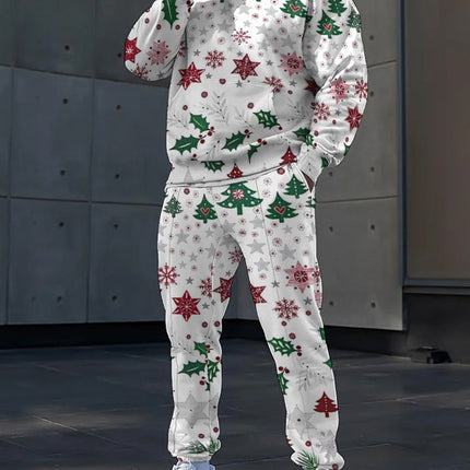 Autumn and Winter Loose 3D Men's Hooded Sweatshirt Set Christmas Printed Sports Two-Piece Set Cross-Border Trendyy Export