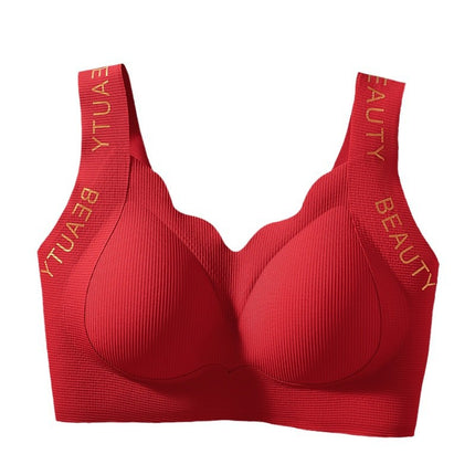 Big Chest Shown Small No-mark This Year of Life Red Wedding Full Cup Gathering Underwear Gathering Parammary Anti-sagging No-rims Bra