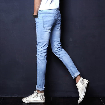 Spring and autumn men's jeans men's Korean version of slim elastic leggings autumn and winter straight trousers a generation of hair