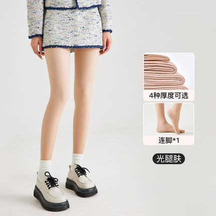 Double-Layer Bare Leg Artifact Autumn and Winter Thick Women's Leggings Flesh-Colored Anti-Snatch Stockings Fleece-Lined Thickeneded Pantyhose Sexy