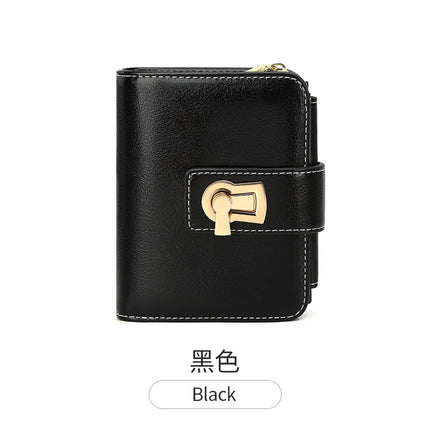 Short Women's Wallet 2024 New Multi-Functional Anti-Theft Brush Zipper Foldableing Card Holder Integrated Large Capacity Small Wallet