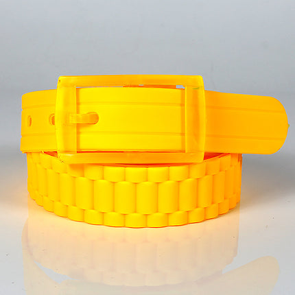 Silicone Belt Candy Color Fashionable Men's and Women's Belt Factory Security Inspection Belt Adjustable One-Piece Drop Shipping Cross-Border
