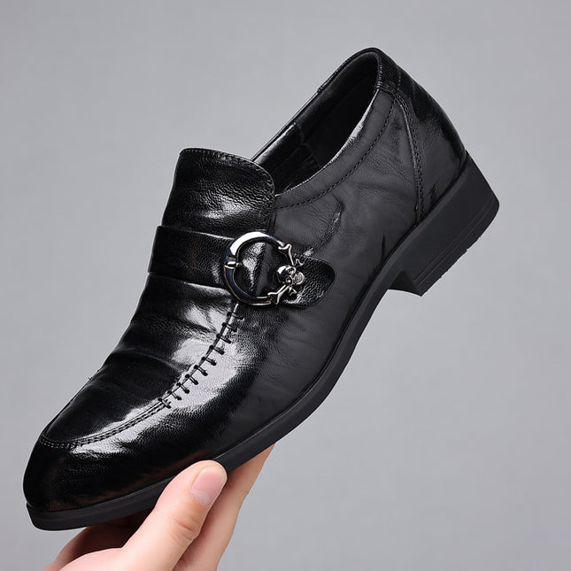 Men's Shoes 2025 Summer New Men's Casual Slip-On Pointed Leather Shoes Easiest for Match Trendy Shoes Business Formal Wedding Shoes