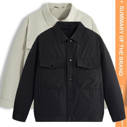 Business Jacket with Stand Collar for Men, Large Pockets, Trendy Button Decoration, Three-Dimensional Multi-Pocket Jacket for Teenagers