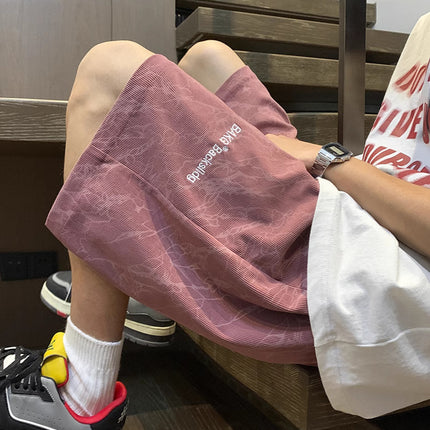 Pink Thin Shorts for Boys and Girls in Summer 2025 Outer Wear American Fashion Brand Loose Sports Casual Five-Point Pants for Women