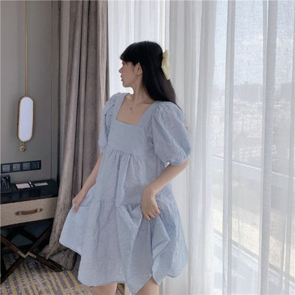Cream Puff Dress 2022 Summer New Girl Puff Sleeve Waist White First Love Elegant Dress Goddess Style