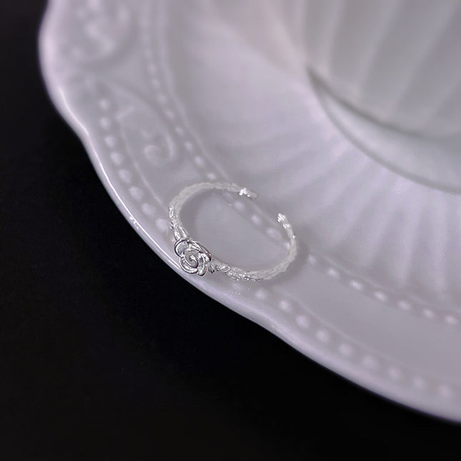 Thorn Rose Ring Women's ins Niche Design High-end Light Luxury Plain Silver Exquisite Sweet Adjustable Diet Ring
