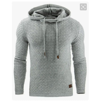 2018 autumn and winter new European and American men's jacquard sweater long sleeve hoodie warm color hooded sweatshirt jacket