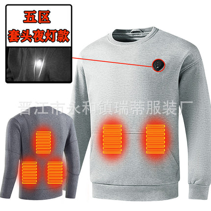 Cross-Border Multi-Zone Heating Sweatshirt for Men, Outdoor Smart Heating Luminous Lamp Design Heating Sweatshirt, Cross-Border Popular Sweatshirt