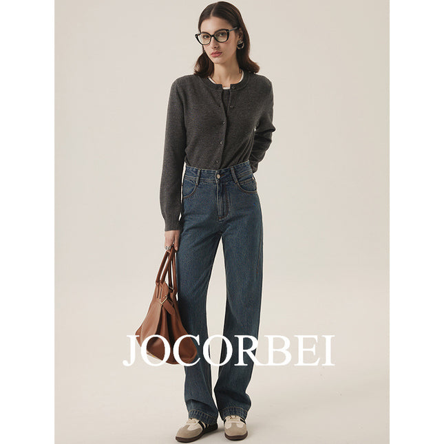JOCORBEI [word of mouth god pants will enter the money] 8.02 million can Joker high waist straight tube three pressure line jeans king