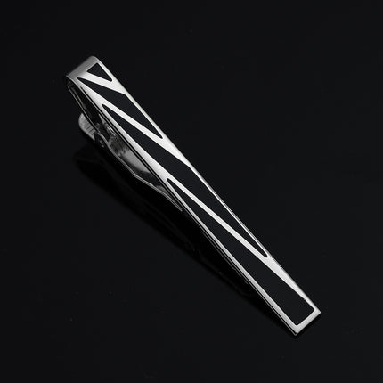 Tie Clip Men's Gold Geometric Line Style Silver Enamel Simple Classic New Black Xiangyun Copper Tie Clip