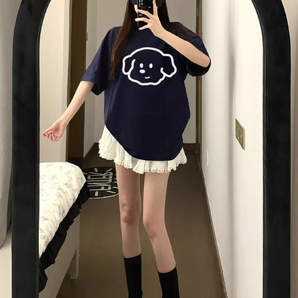Pure Cotton Short-Sleeve T-Shirt for Women 2026 New White Half-Sleeve Korean Style Loose Lazy Style Summer Stunning Top Ins