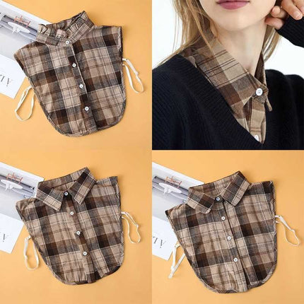 Plaid False Collar Children's Autumn and Winter All-match Decorative Collar Shirt Collar Decorative Collar with Sweater Casual False Collar