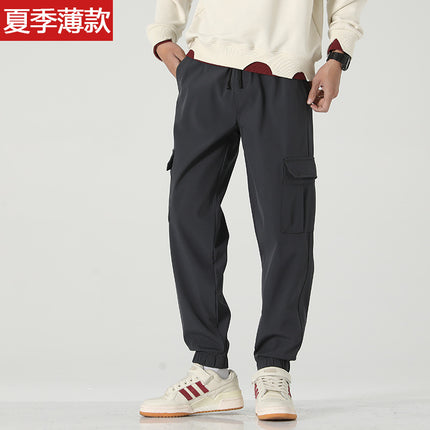 Spring and Summer Thin Multi-pocket Pants Men's Loose plus size Stretch Straight Casual Pants Men's Fashionable Breathable Work Pants