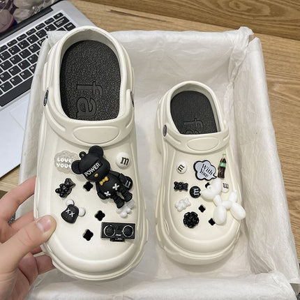 New Fashion Platform Cave Shoes Women's Thick Bottom Increased Anti-slip Internet-famous Cute Beach Sandals for Summer