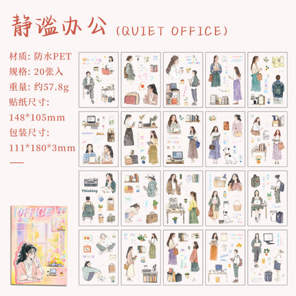 ZABC cross-border die-cut PET sticker book chasing ordinary series 20 characters life hand account collage stickers