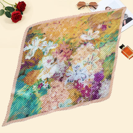 New wrinkled small square scarf female Korean imitation silk printed wrinkled small scarf Joker scarf decorative scarf wholesale