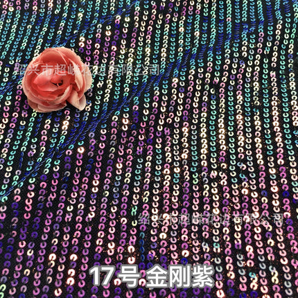26 Colors in Stock 3mm Straight Strip Spandex Elastic Mesh Fabric Sequin Embroidery Fabric Dress Clothing Spring and Summer Sequin Fabric