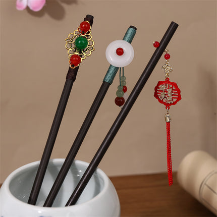 New Year Red Festive Chinese Style Hairpin Palace Style Tassel Walking Hair Hairpin Retro Hanfu Ancient Dress Cheongsam Hair Accessories Women