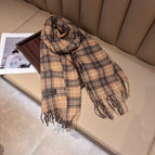 [khaki] threaded plaid scarf / 175cm or more