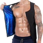 PU blue men's zipper vest / S/M