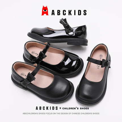 abckids children girls 2025 spring new shoes versatile performance shoes black fashion princess shoes leather shoes