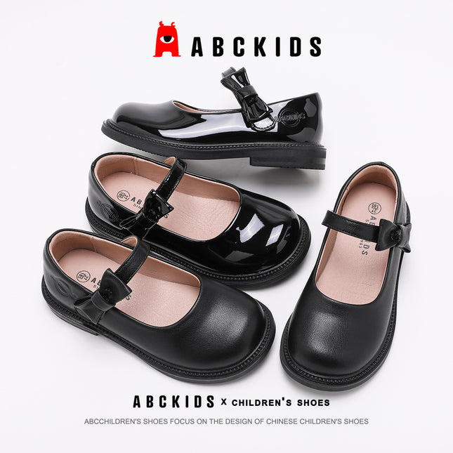 abckids children girls 2025 spring new shoes versatile performance shoes black fashion princess shoes leather shoes