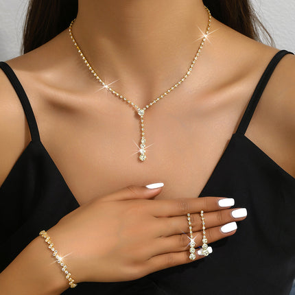 Factory Direct Approval Fashion Wedding Wedding Photography Accessories Earrings Necklace Bracelet Set Combination Multiple Choice