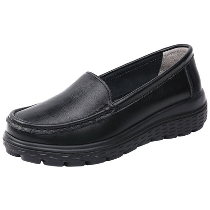 Nurse Shoes for Women, Hollow-Out White Soft-Soled Breathable Non-Tiring Non-Slip Thick-Soled Height-Increasing Medical Black Work Shoes for Mothers
