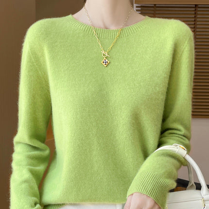 First-Line Ready-To-Wear 100% Pure Wool Round Neck Knitwear Women's New Autumn and Winter Seamless Knitwear Slimming Look Versatile Knitwear