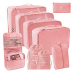 Pink [nine-piece set including hook bag with drawstring pocket]