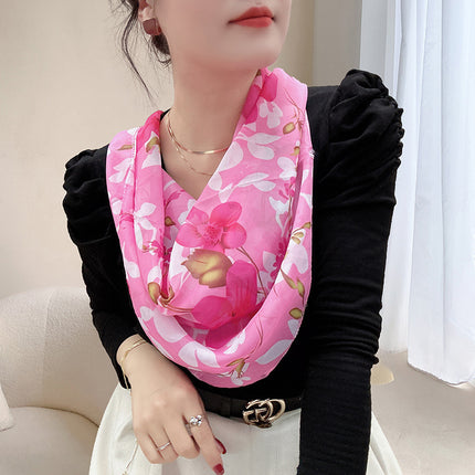 Magnetic buckle summer chiffon breathable sunscreen small square scarf neck scarf women's 2024 new all-match spring and autumn turban
