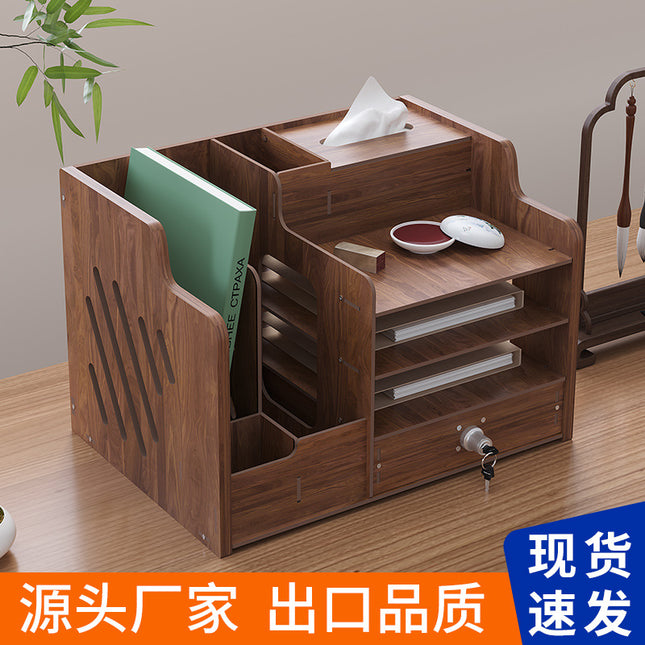 Cross-Border Office Desk File Storage Box Drawer-Type Stationery with Lock Multi-Layer Storage Rack Bookshelf Organizer Wholesale