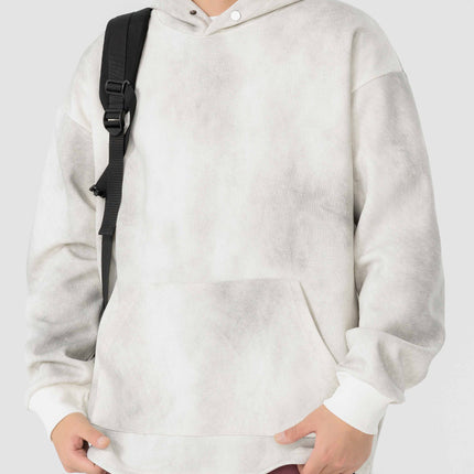 Trendy Men's Clothing Autumn and Winter New Basic Distressed Floral Hooded Sweatshirt Men's Heavyweight Loose Tie-Dye Hoodie Jacket Men