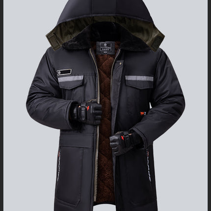Winter Cold-Proof Cotton Coat, Labor Protection Cotton Jacket, Fleece-Lined and Thickeneded Construction Site Cold Storage Cotton Jacket, Thickeneded Warm Work Clothes, Cotton Jacket
