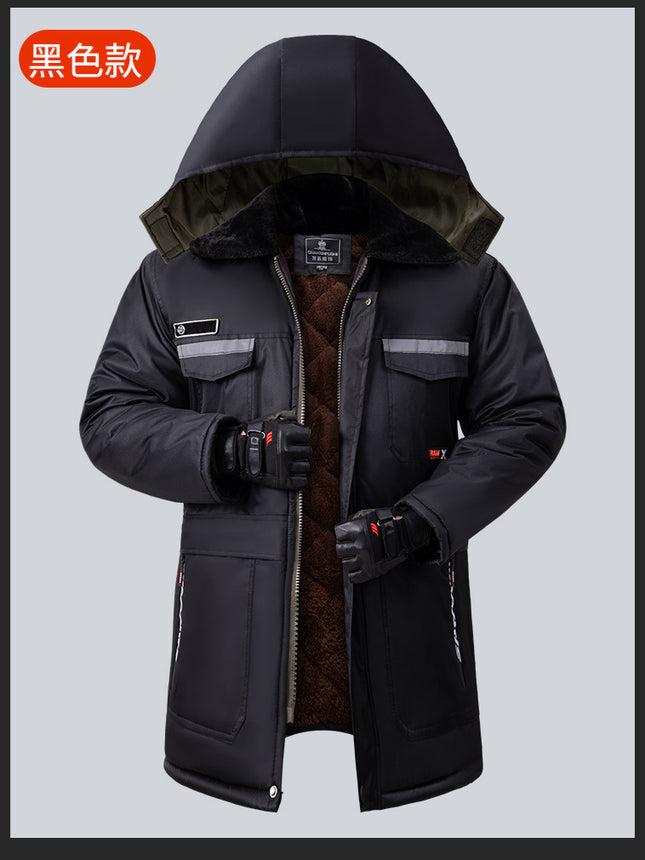 Winter Cold-Proof Cotton Coat, Labor Protection Cotton Jacket, Fleece-Lined and Thickeneded Construction Site Cold Storage Cotton Jacket, Thickeneded Warm Work Clothes, Cotton Jacket