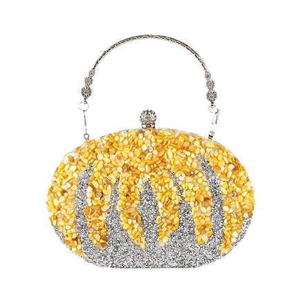 New Pumpkin Women's Bag Cross-border Explosion Diamond-encrusted Oval Bag European and American Fashion Evening Bag