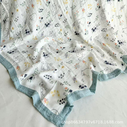 Summer bamboo fiber four-layer gauze blanket children's air conditioning blanket adult student bamboo cotton bed sheet cold feeling blanket kindergarten