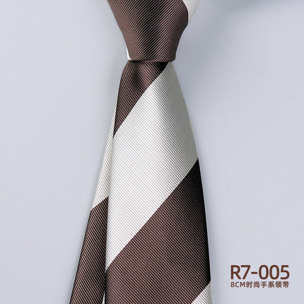 Korean-style British Business Dress Brown Green Suit Shirt Accessories All-match Retro Hand-Style 8cm Striped Tie for Men