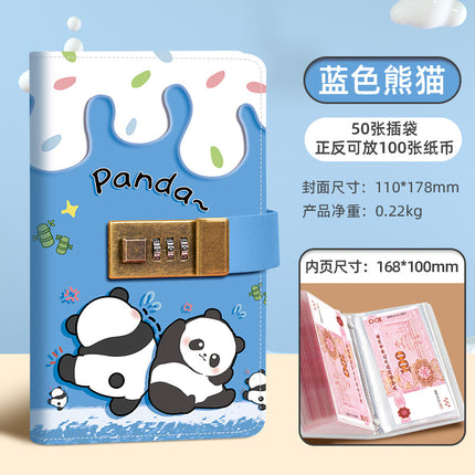 Kapi Barra Deposit Book Bookkeeping Book Cash Storage Bag Primary School Student Family Locked Financial Deposit Bag Hand Ledger Book