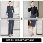 Gray suit + pants + skirt + shirt / S