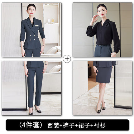 Autumn and Winter Professional Small Suit Suit, Feminine Formal Suit Two-Piece Suit, Beautician Front Desk Work Clothes
