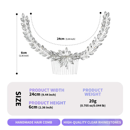 Cross-border European and American Bride Long Hair Comb Luxury Horse Eye Rhinestone Hand Comb Banquet Dress Wedding Dress Wedding Accessories Headwear