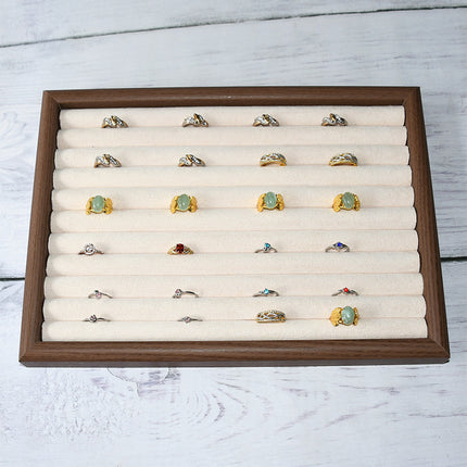 Walnut Color Jewelry Tray Ring Storage Box Solid Wood Ring Plate Earrings Earrings Bracelet Display Jewelry Display Rack
