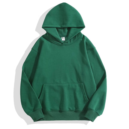Lamb Wool Drop-Shoulder Loose Sweatshirt with Pockets, Hooded Pullover, Trendy Heavyweight Thickened Autumn and Winter Hoodie, Casual Fashion